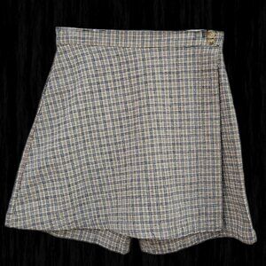 Cherokee Beige/Black/White Plaid Linen Cotton Skort - 10